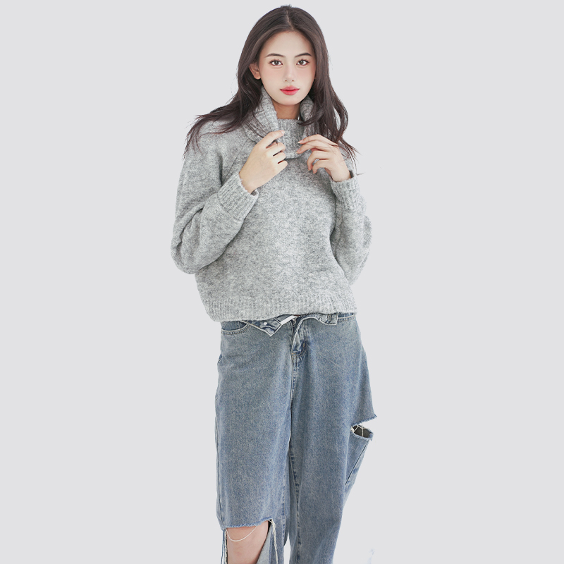 short turtleneck Fluffy fashion sweater