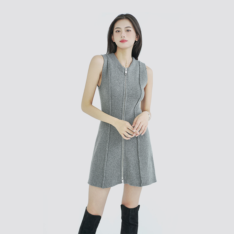 slim fit zipper knit dress Spring/summer fashion knitwear