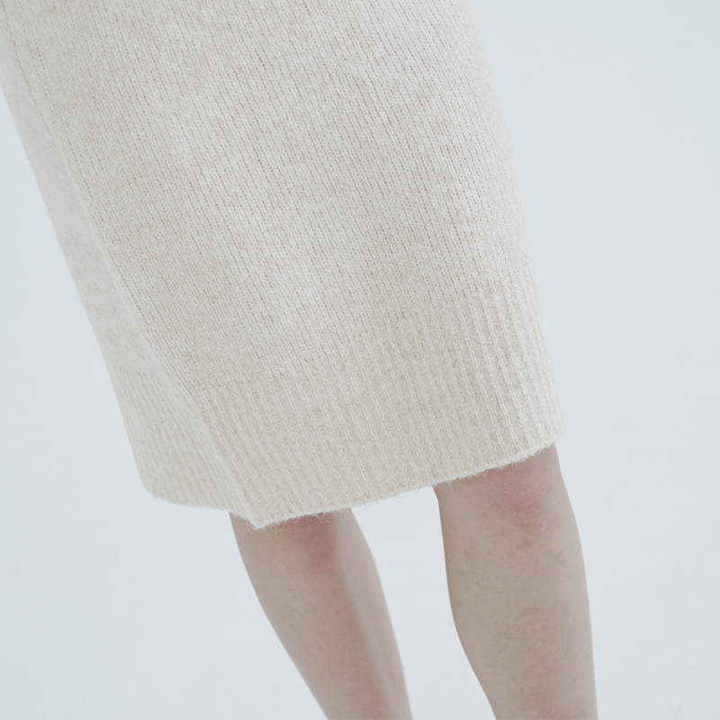 Winter White Turtleneck Long Knitted Sweater Dress