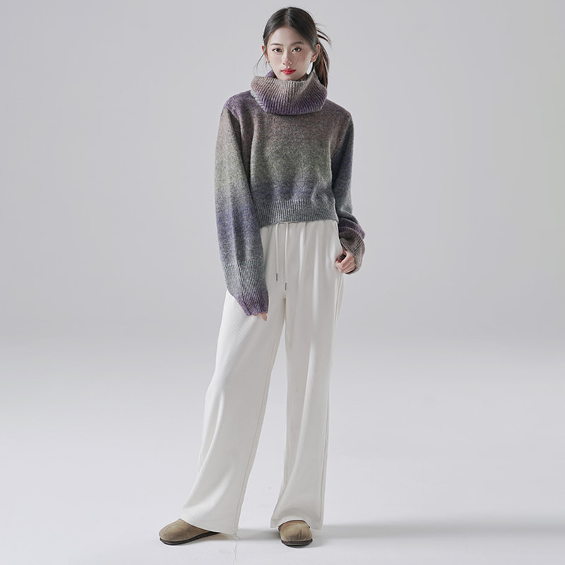 Gradient scarf collar sweater