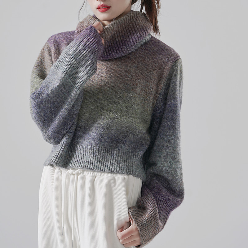 Gradient scarf collar sweater