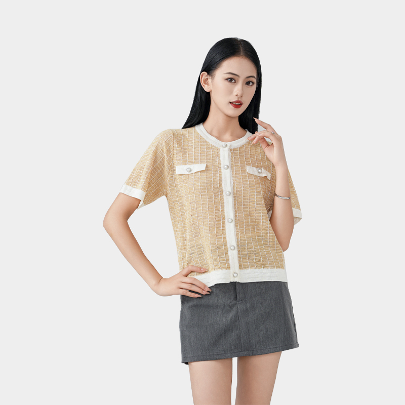 Fragrant style short sleeve cardigan