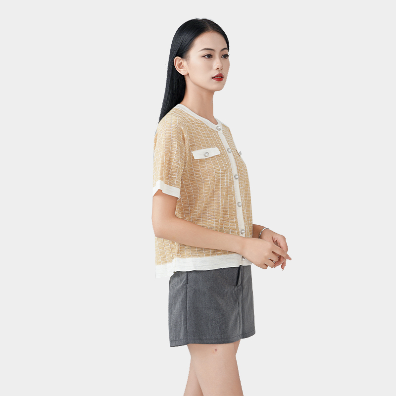 Fragrant style short sleeve cardigan