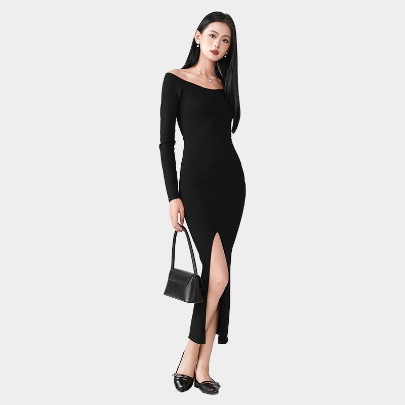 One shoulder bag hip long skirt