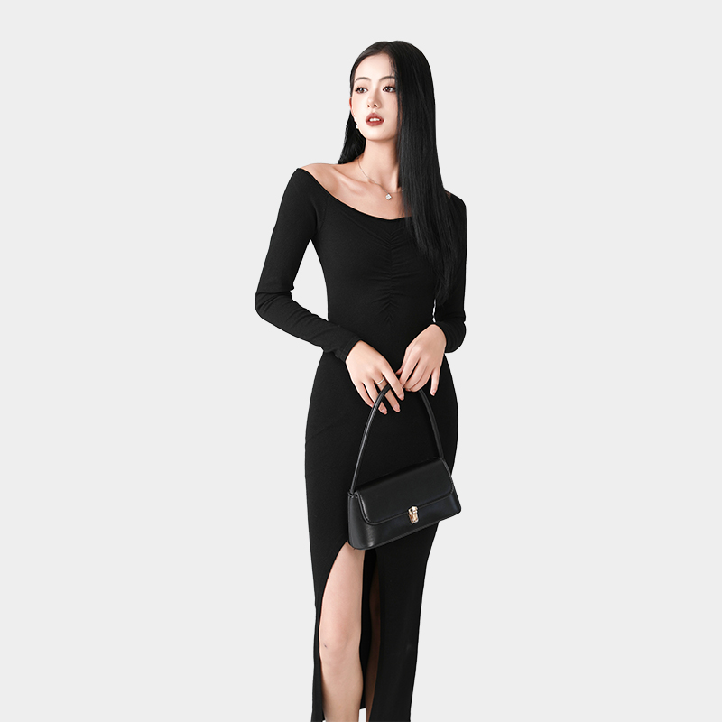 One shoulder bag hip long skirt