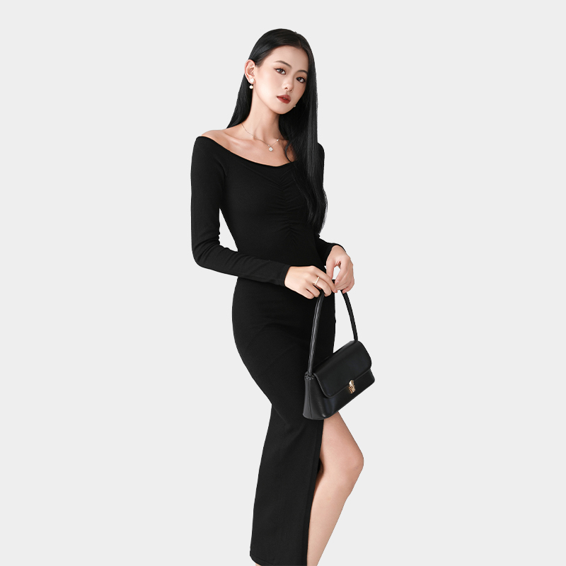 One shoulder bag hip long skirt