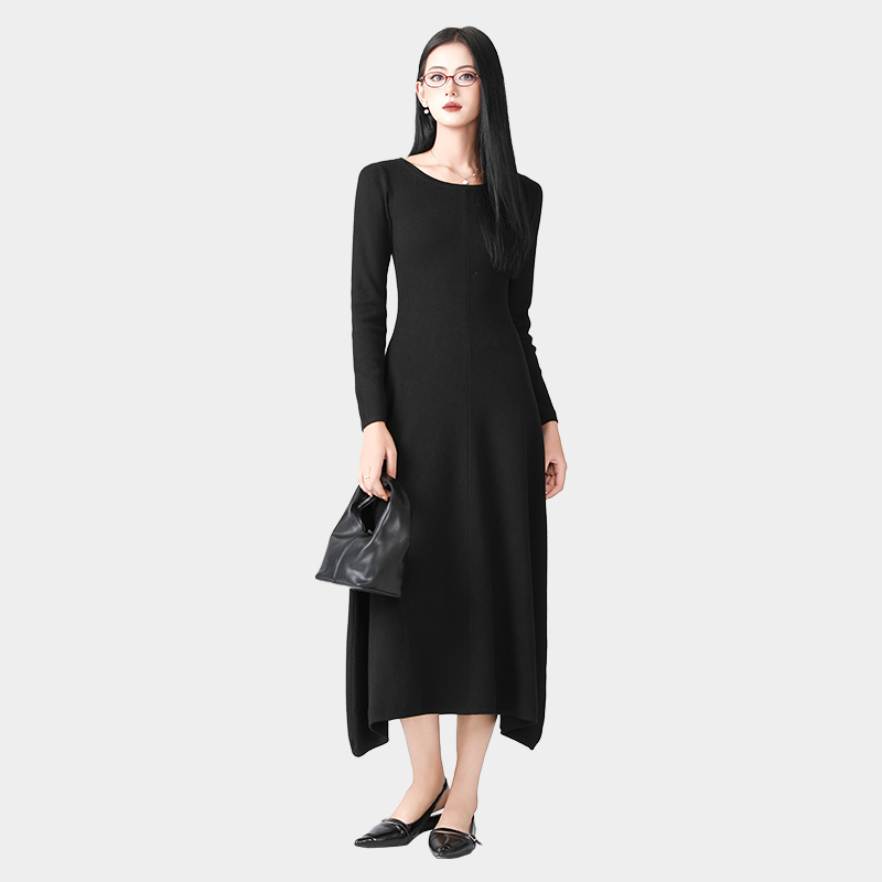 Irregular skirt round collar long skirt