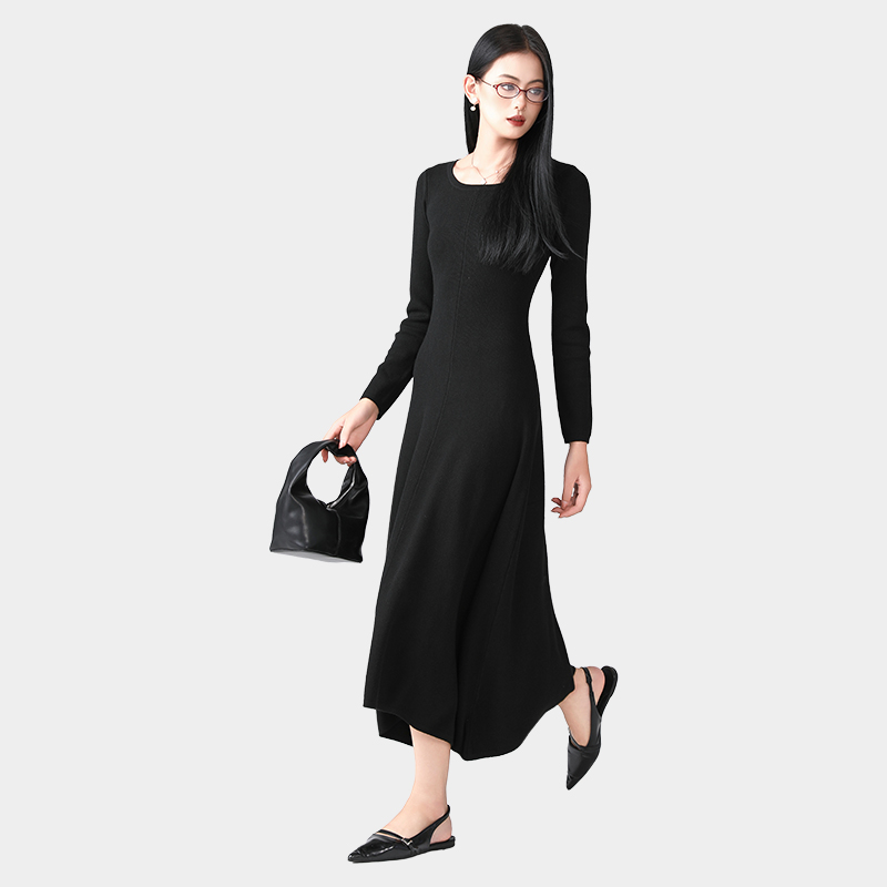 Irregular skirt round collar long skirt