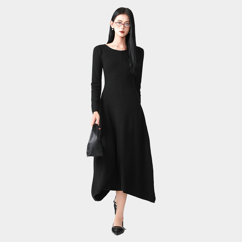 Irregular skirt round collar long skirt