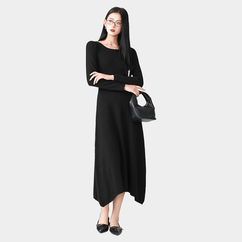 Irregular skirt round collar long skirt