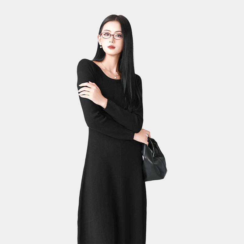 Irregular skirt round collar long skirt