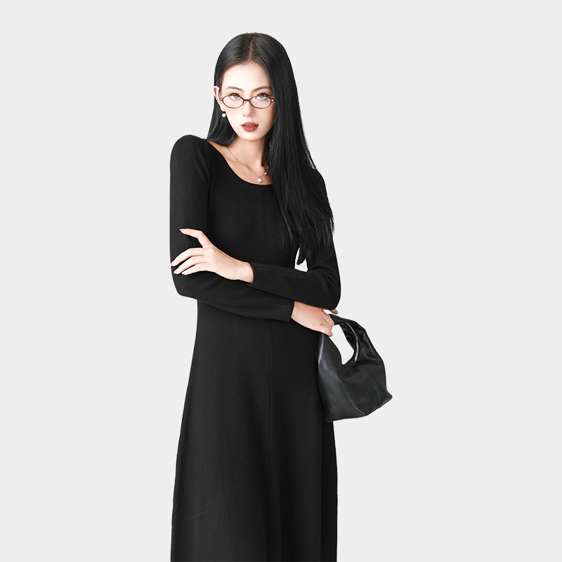 Irregular skirt round collar long skirt