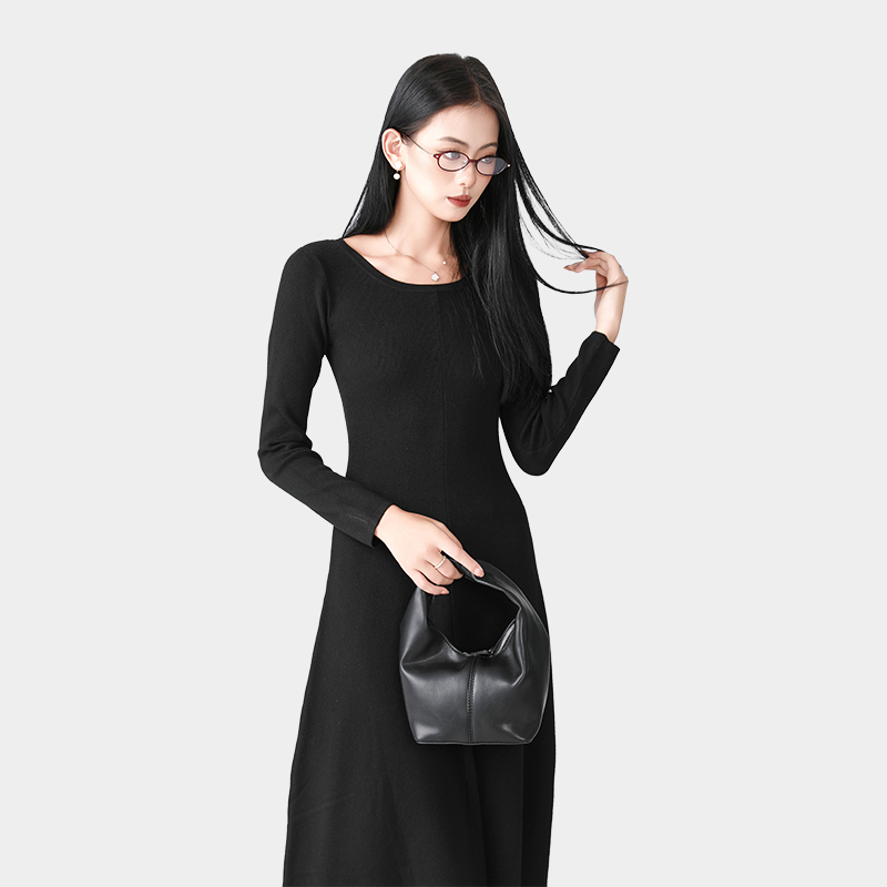 Irregular skirt round collar long skirt