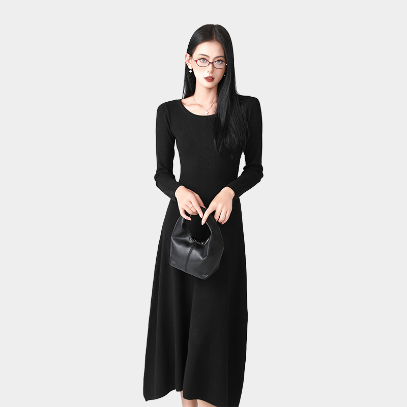 Irregular skirt round collar long skirt