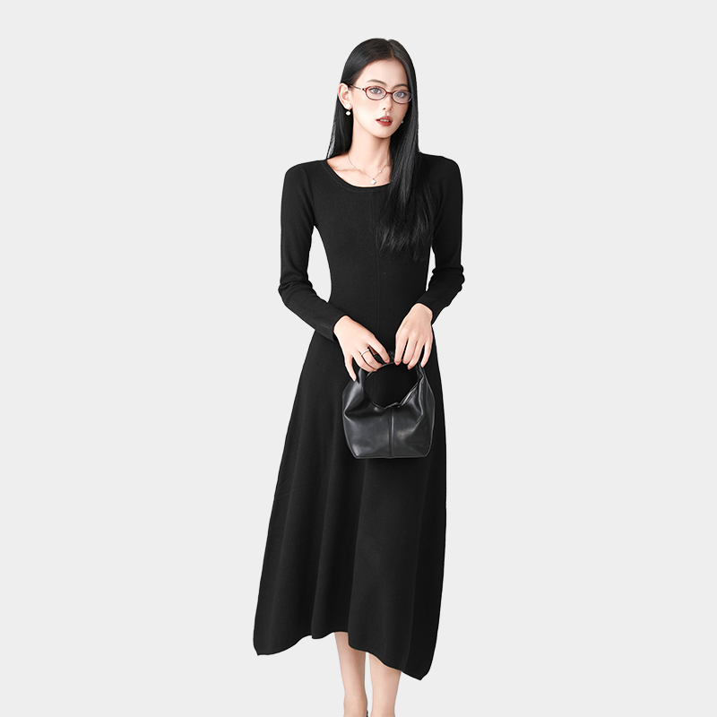 Irregular skirt round collar long skirt