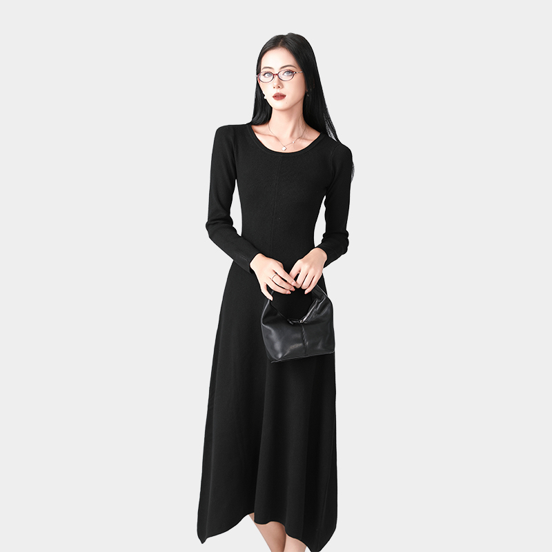 Irregular skirt round collar long skirt