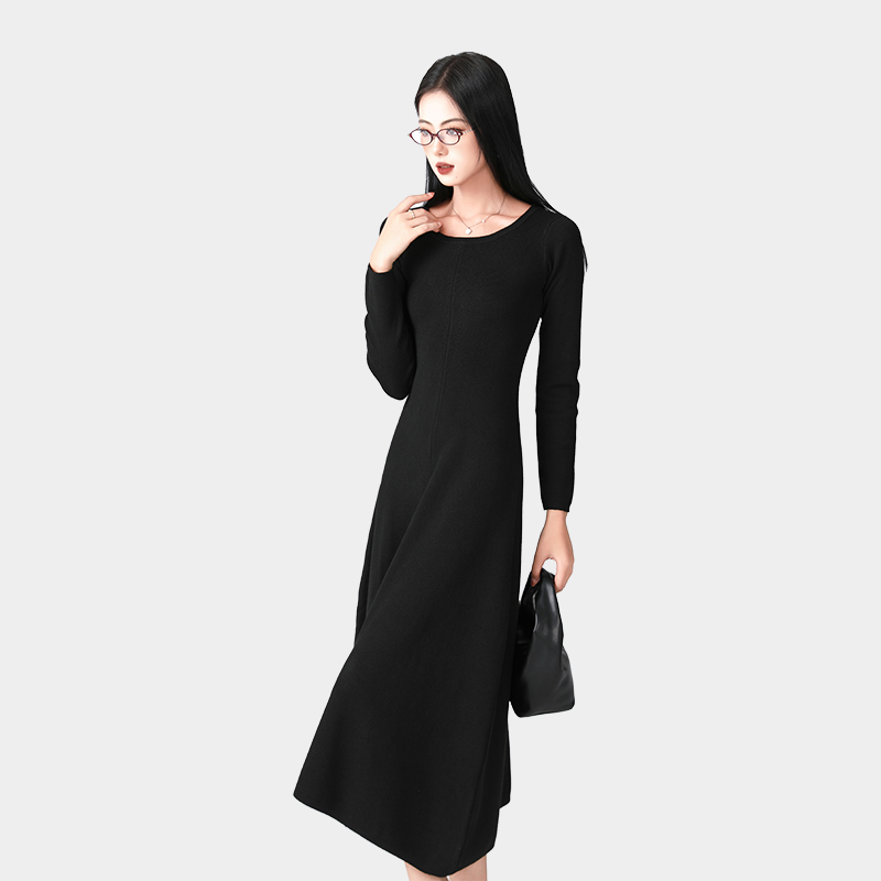 Irregular skirt round collar long skirt