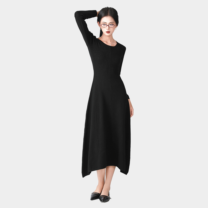 Irregular skirt round collar long skirt