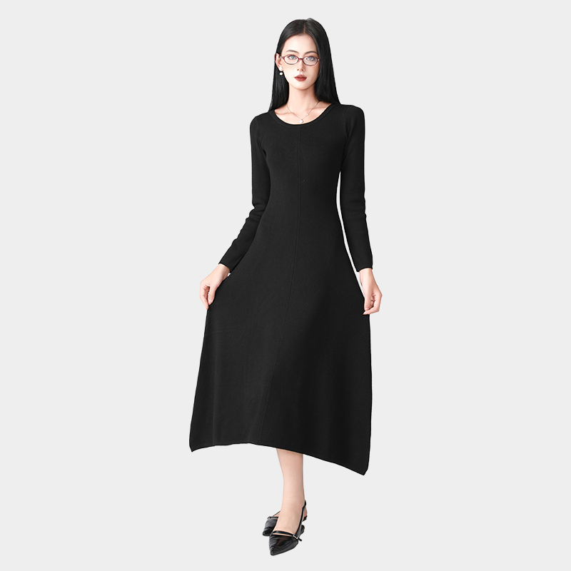 Irregular skirt round collar long skirt