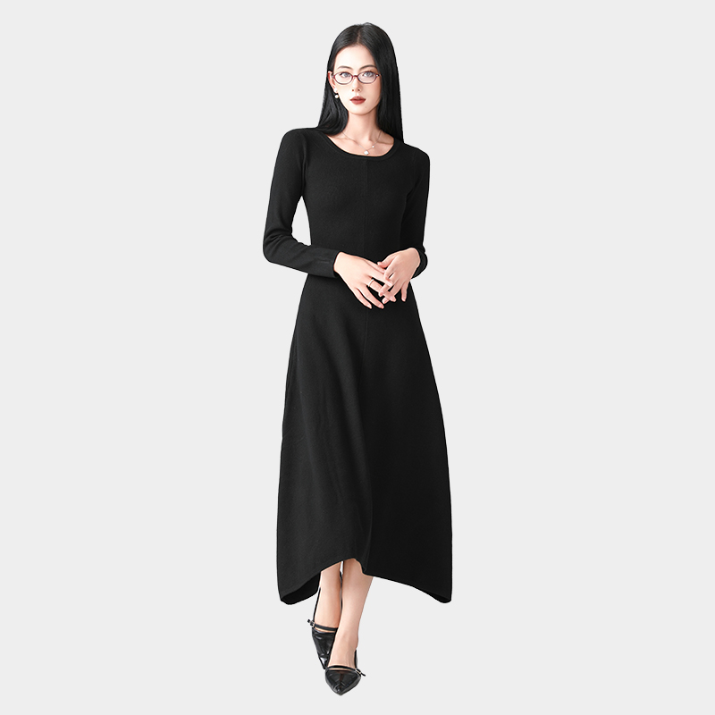 Irregular skirt round collar long skirt