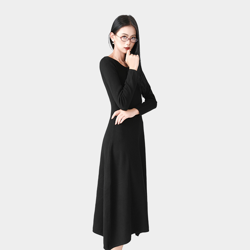 Irregular skirt round collar long skirt