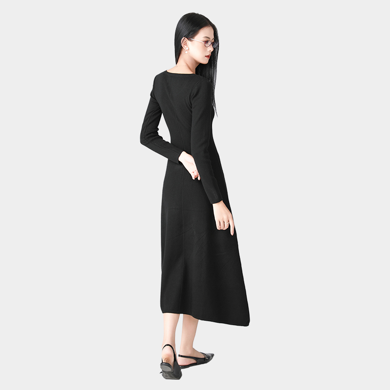 Irregular skirt round collar long skirt