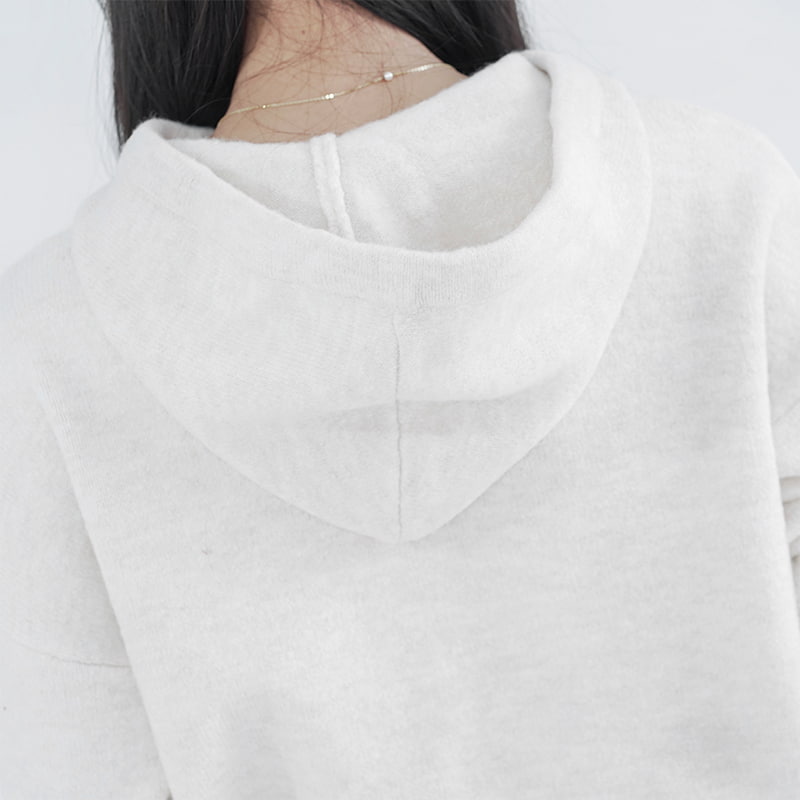 mid-length hooded knit top