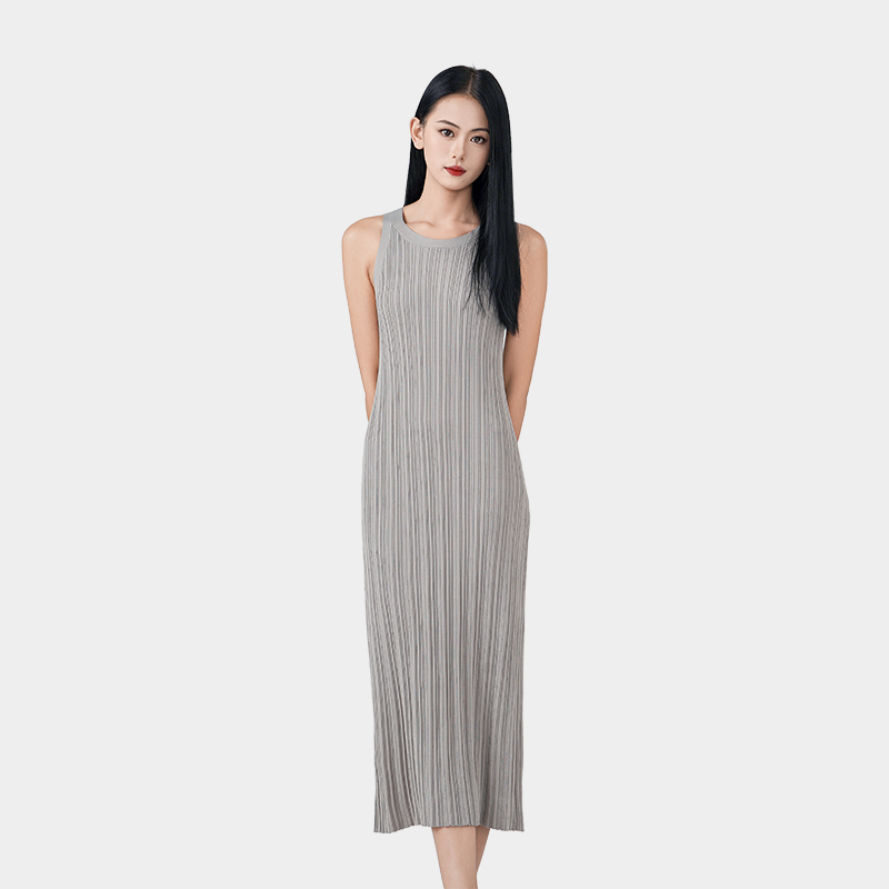 Pit striped knitted long skirt