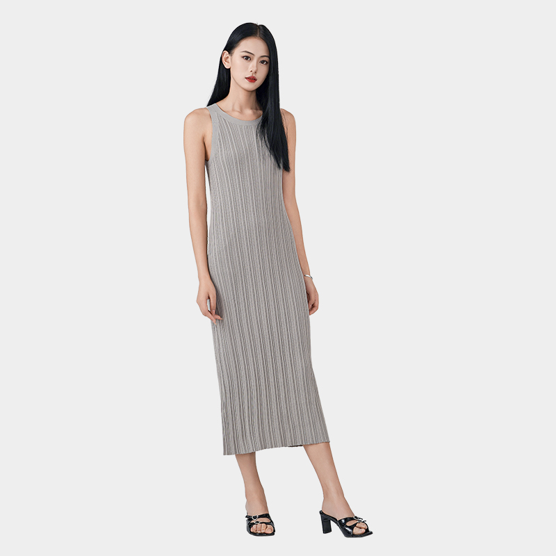 Pit striped knitted long skirt