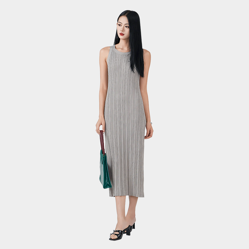 Pit striped knitted long skirt