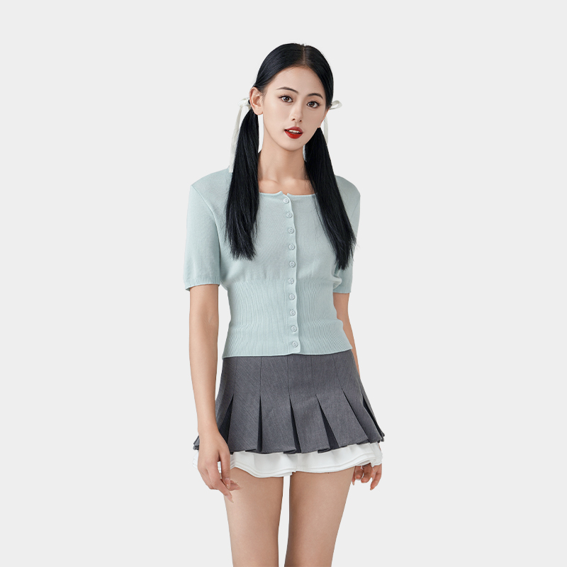 Cool square collar short sleeve top