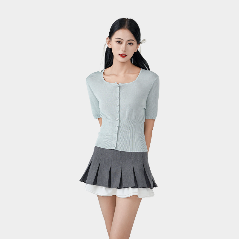 Cool square collar short sleeve top