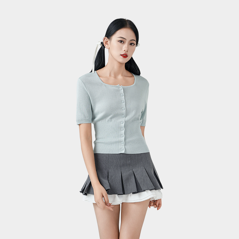 Cool square collar short sleeve top